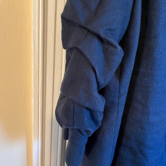 EUC Michael Kors navy linen blazer with ruched sleeves, size 18W - Picture 4 of 8